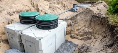 installation of a micro sewage treatment plant in a private home