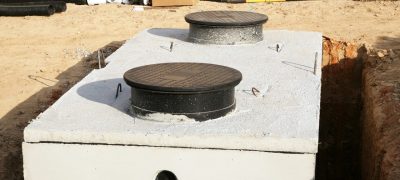 A new septic system installed in a residential property